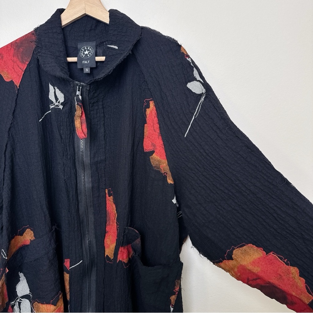 BREAD & BUTTER Womens Small Gauze Floral Oversized Lagenlook Artsy Jacket - Picture 7 of 14